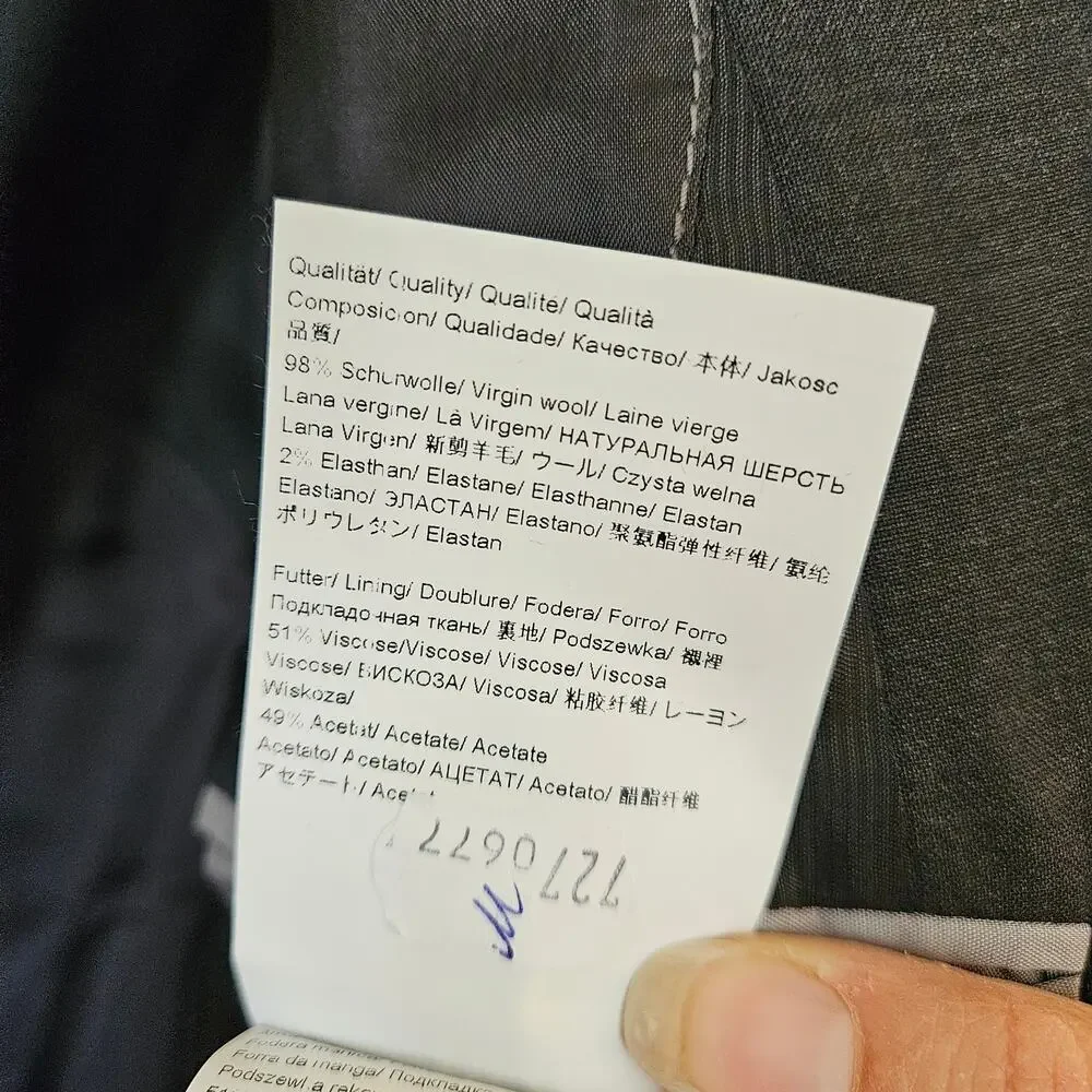 Hugo Boss Men's Slim Fit Wool Sports Coat Size 40L Huge/Genius Stretch Charcoal